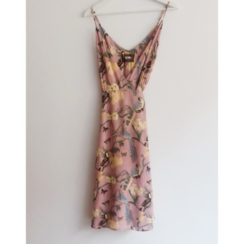 Reformation Midi Wrap "Birds floral" dress, XS